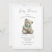 Cute Bunny Rabbit Baby shower Invitation Kaart (Voorkant)