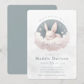 Cute Bunny Rabbit Baby shower Invitation Kaart (Voorkant / Achterkant)
