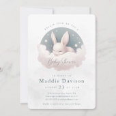 Cute Bunny Rabbit Baby shower Invitation Kaart (Voorkant)