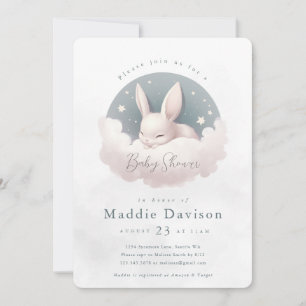 Cute Bunny Rabbit Baby shower Invitation Kaart