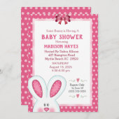 Cute Bunny Rabbit Baby shower Invitation Kaart (Voorkant / Achterkant)