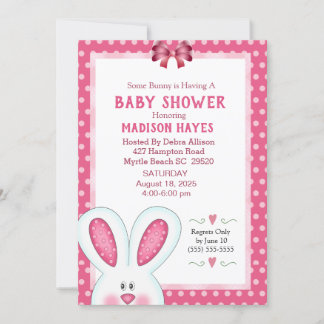 Cute Bunny Rabbit Baby shower Invitation Kaart
