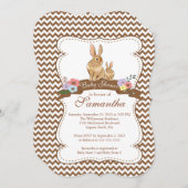 Cute Bunny Rabbit Baby Shower Invitations Kaart (Voorkant / Achterkant)