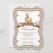 Cute Bunny Rabbit Baby Shower Invitations Kaart (Voorkant)