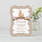 Cute Bunny Rabbit Baby Shower Invitations Kaart (Staand voorkant)