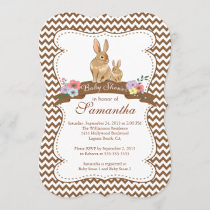 Cute Bunny Rabbit Baby Shower Invitations Kaart