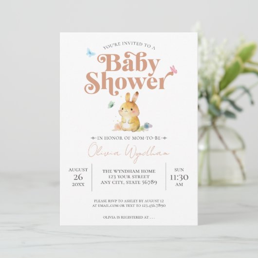 Cute Bunny Rabbit Baby shower Neutral Kaart (Staand voorkant)