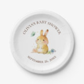 Cute Bunny Rabbit Baby shower Neutral Personalized Papieren Bordje (Voorkant)