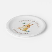 Cute Bunny Rabbit Baby shower Neutral Personalized Papieren Bordje (Gekanteld)