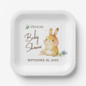 Cute Bunny Rabbit Baby shower Neutral Personalized Papieren Bordje (Voorkant)