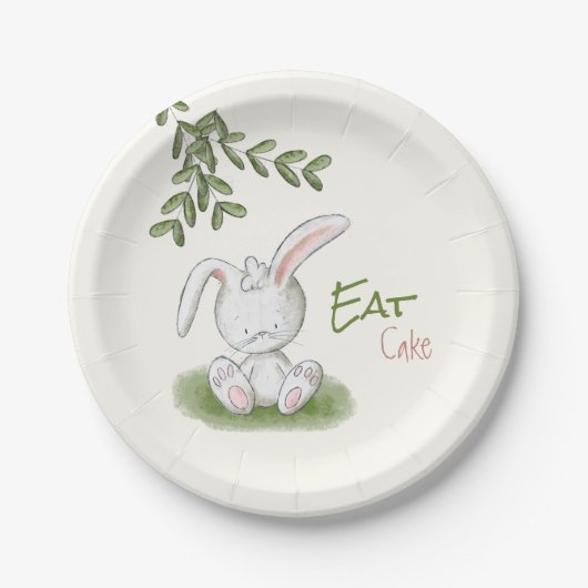 Cute Bunny Rabbit Baby shower Papieren Bordje (Voorkant)