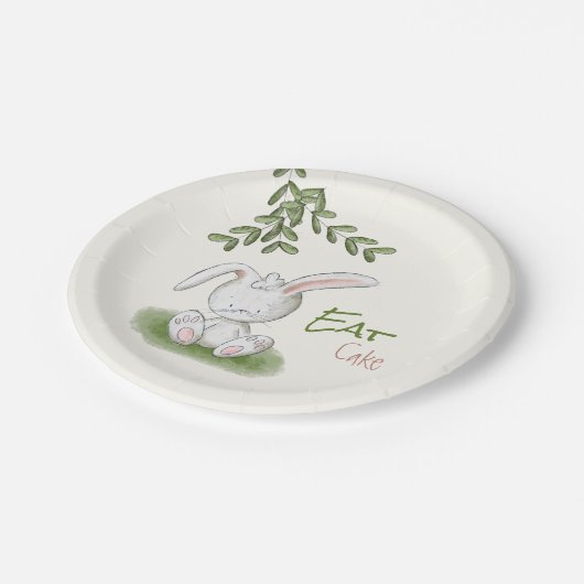 Cute Bunny Rabbit Baby shower Papieren Bordje (Gekanteld)