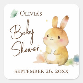 Cute Bunny Rabbit Baby shower Personalized Vierkante Sticker