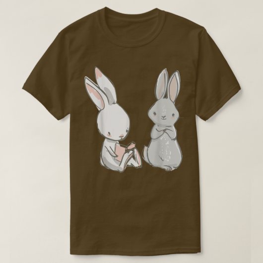 Cute Bunny Rabbit Best Friends Book Lover & Gift T-shirt (Design voorkant)