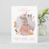 Cute Bunny Rabbit Birthday Baby shower Invitation Kaart (Staand voorkant)