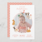 Cute Bunny Rabbit Birthday Baby shower Invitation Kaart (Voorkant / Achterkant)
