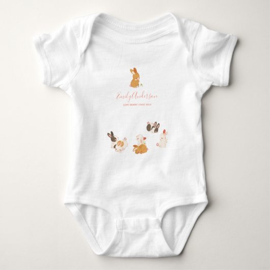 Cute Bunny Rabbit Birthday Baby shower Invitation Romper (Voorkant)