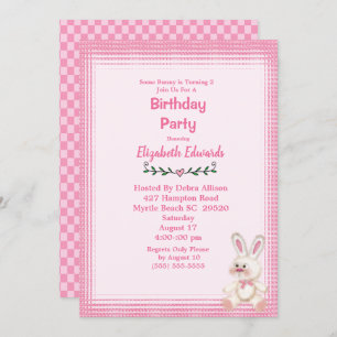 Cute Bunny Rabbit Birthday Party Kaart
