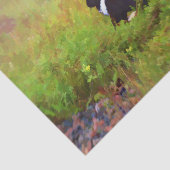 Cute Bunny Rabbit Black White Green Woodland Art Tissuepapier (Detail)