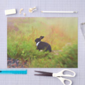 Cute Bunny Rabbit Black White Green Woodland Art Tissuepapier (Craft)