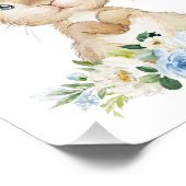 Cute Bunny, Rabbit, Blue Flowers, Boy Nursery Foto Afdruk (Hoek)