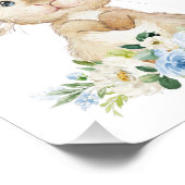 Cute Bunny, Rabbit, Blue Flowers, Boy Nursery Foto Afdruk (Hoek)