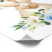 Cute Bunny, Rabbit, Blue Flowers, Boy Nursery Poster (Hoek)