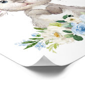 Cute Bunny, Rabbit, Blue Flowers, Boy Nursery Poster (Hoek)