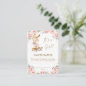 Cute Bunny Rabbit Blush Floral Diaper Raffle  Informatiekaartje (Staand voorkant)