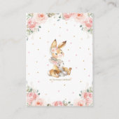 Cute Bunny Rabbit Blush Floral Diaper Raffle  Informatiekaartje (Achterkant)