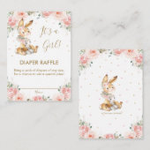 Cute Bunny Rabbit Blush Floral Diaper Raffle  Informatiekaartje (Voorkant / Achterkant)
