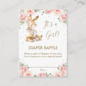 Cute Bunny Rabbit Blush Floral Diaper Raffle  Informatiekaartje (Voorkant)