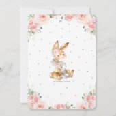 Cute Bunny Rabbit Blush Pink Floral Baby shower Kaart (Achterkant)