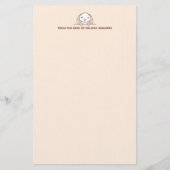 Cute Bunny Rabbit boven Custom Text Beige Briefpapier (Voorkant)