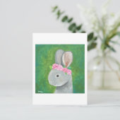Cute Bunny Rabbit Briefkaart Bunny Flower Crown Ca (Staand voorkant)