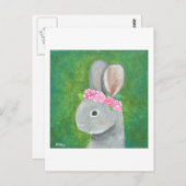 Cute Bunny Rabbit Briefkaart Bunny Flower Crown Ca (Voorkant / Achterkant)