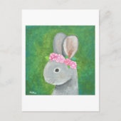 Cute Bunny Rabbit Briefkaart Bunny Flower Crown Ca (Voorkant)