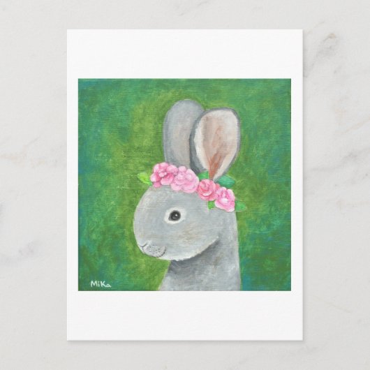 Cute Bunny Rabbit Briefkaart Bunny Flower Crown Ca (Voorkant)