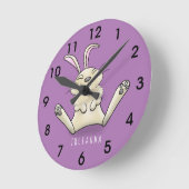 Cute bunny rabbit cartoon illustration ronde klok (Hoek)