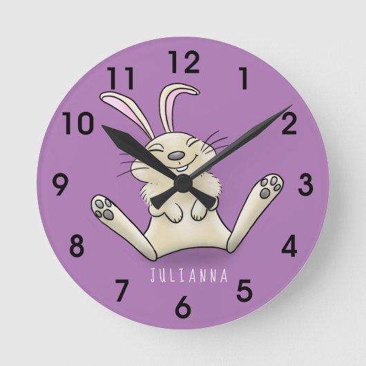 Cute bunny rabbit cartoon illustration ronde klok (Voorkant)