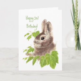 Cute Bunny Rabbit Child's 3e geboorte Animal Kaart