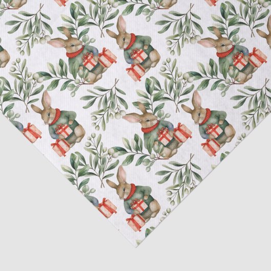 Cute Bunny Rabbit Christmas Tissue Paper Tissuepapier (Detail)