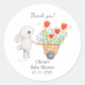 Cute Bunny Rabbit Custom Baby shower Favor Sticker (Voorkant)