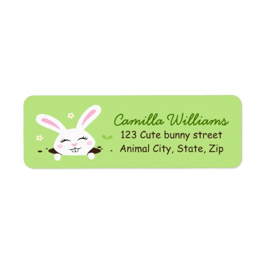 Cute bunny rabbit die het retour address label opz (Voorkant)