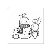 Cute Bunny Rabbit die wortelt toevoegt aan een Sno Rubberstempel (Afrduk)