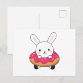 Cute bunny rabbit Donut Sprinkles Pink Briefkaart (Voorkant / Achterkant)