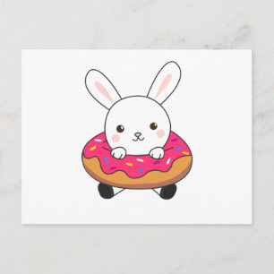 Cute bunny rabbit Donut Sprinkles Pink Briefkaart