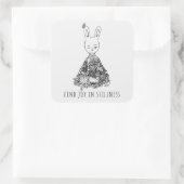 Cute Bunny Rabbit Doodle Yoga Meditation Quote Vierkante Sticker (Tas)