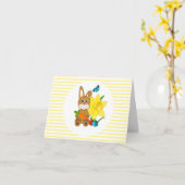Cute Bunny Rabbit Easter Holiday Greliday Card Kaart (Gele Bloem)