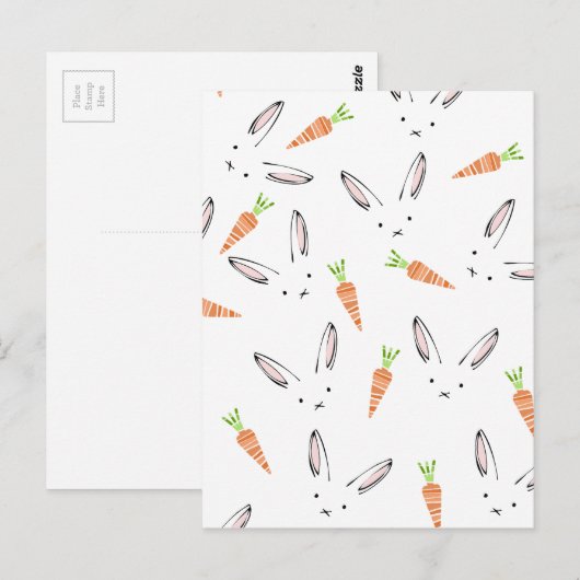 Cute Bunny Rabbit en Carrot Briefkaart (Voorkant / Achterkant)